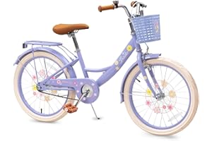 Bixike Girls Bike with Basket for Toddlers and Kids Aged 3-14, 12 14 16 18 Inch with Training Wheels, 20 Inch with Kickstand & Rear Rack, Princess Style Bicycle with Doll Seat & Daisy Prints for Gift