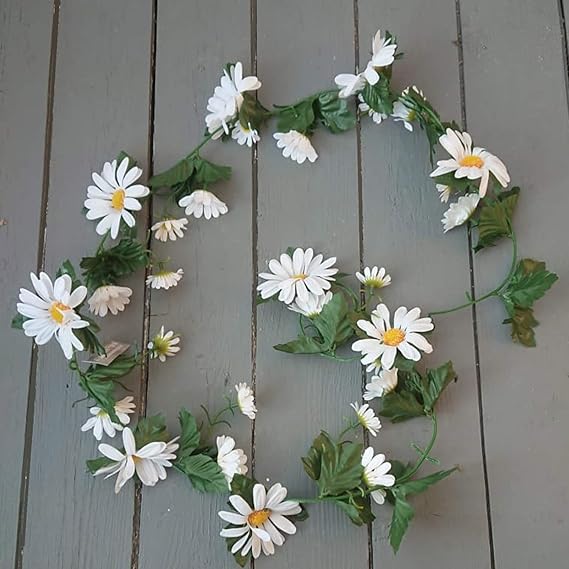 Artificial White Daisy Flower Garland 175cm Summer Flower Garlands Amazon.co.uk Kitchen & Home