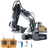 GS GOOLSKY RC Excavator, 1:20 Scales 11CH Engineering Vehicles Excavator, 2.4GHz Excavator Toy with 680° Degree, LED Light, O