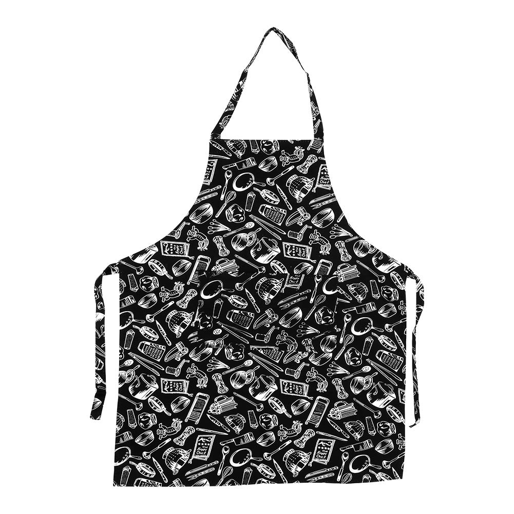 oueaen Fashion Polyester Apron, Oil Resistant Pattern Apron Dress for Men/Women with Pocket for Kitchen Dinner at Chef's Home