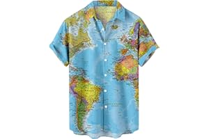 Dgoopd Hawaiian Shirt for Men Wrinkle Free Tropical Shirt Short Sleeve Palm Tree Shirt Summer Beach Button Down Shirts Blouse