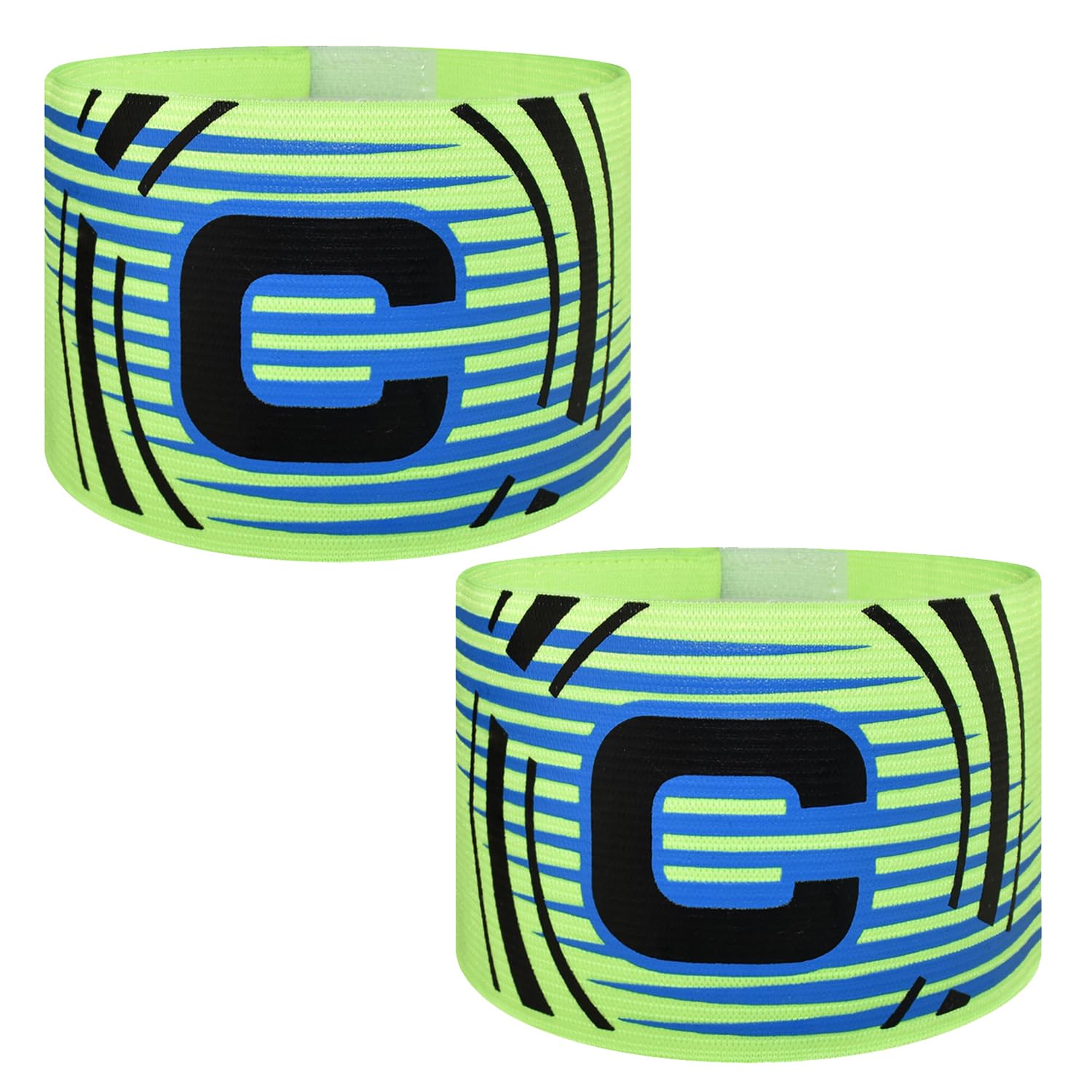 Ynaice Captains Armband, 2 Pcs Adjustable Elastic Sports Arm Bands Nylon Multicoloured Adult Football Soccer Captains Armband for All Sports |Bright Green