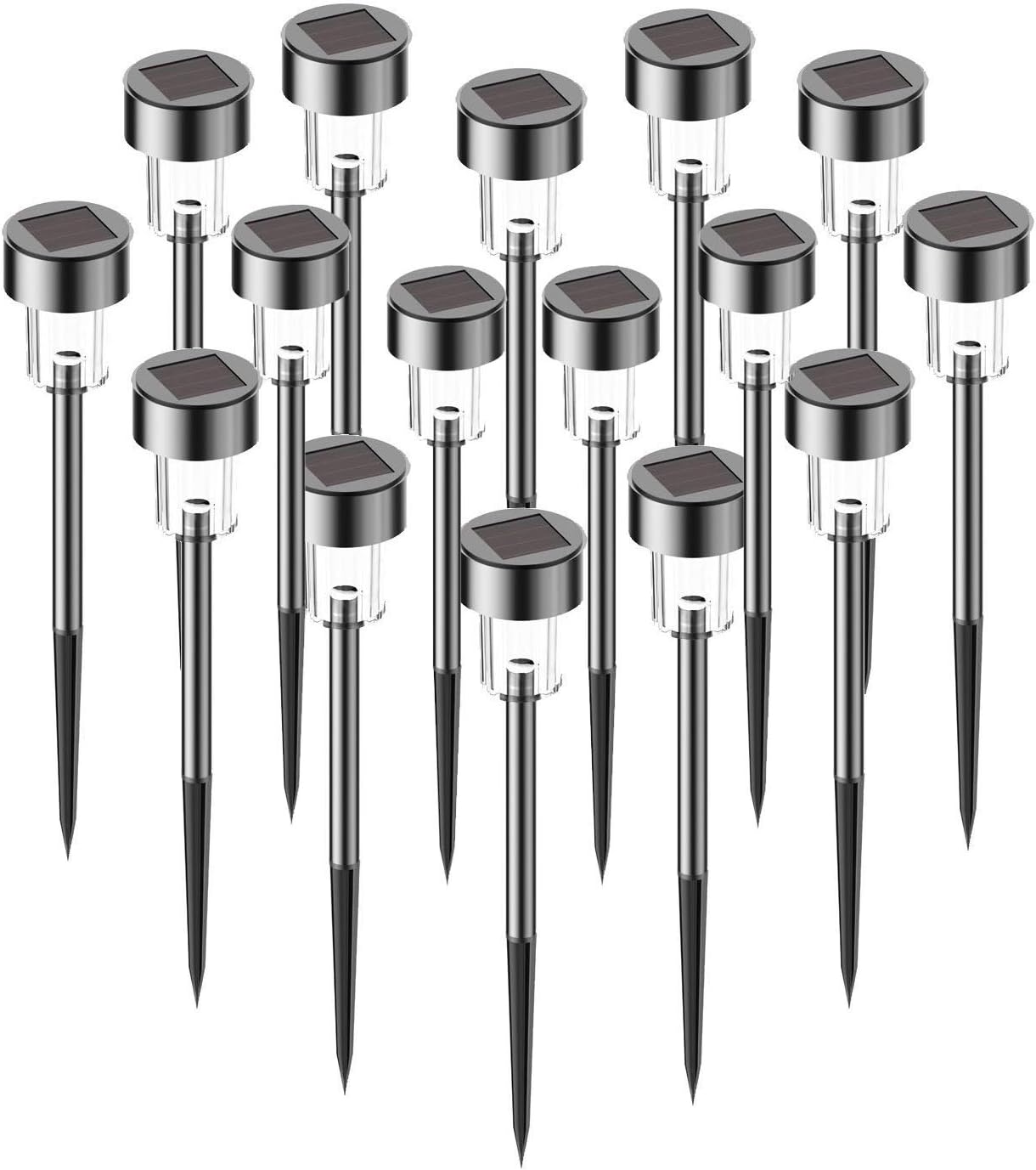 SURSUN Solar Lights Outdoor [16pack]- Solar Powered Pathway Light - Bright White - Landscape Light for Lawn/Patio/Yard/Walkway/Driveway (Stainless Steel)
