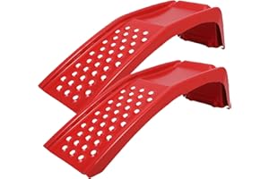 MERXENG Car Ramps Set 8000lbs Auto Ramp, Max Lift Height 8 inch, Set of 2 Ramps (Red, 36.42" L x 13.39" W x 11.81" H)