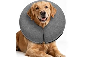 MIDOG Inflatable Dog Cone Collar – Soft Dog Cone Alternative After Surgery, Comfortable Recovery Neck Donut ECollar for Small Medium & Large Dogs and Cats to Stop Licking & Vision-Friendly (Grey,XL)