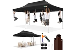 COBIZI 10x20 Pop up Canopy Without Sidewall Heavy Duty Commercial Outdoor Gazebo Easy Up Wedding Party Tents for Parties with Roller Bag, All Season Wind & Waterproof UPF50+(Upgrade Hexagonal Tube)