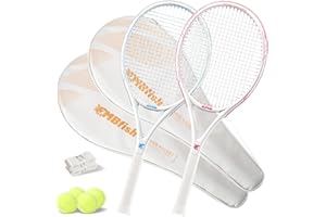 MBFISH Tennis Racket - Super Value Set with Pre-Strung, Comfortable Handle, 27'' Tennis Racquet for Beginner, Includes 4 Tennis Balls, 2 Overgrips and 2 Tennis Bag
