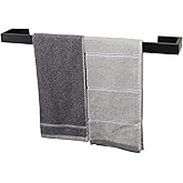 TocTen Bath Towel Rack - Square Base Thicken SUS304 Stainless Steel Towel Bar for Bathroom, Bathroom Bar Accessories Towel Rod Heavy Duty Wall Mounted Towel Holder (Matte Black, 20 Inch)