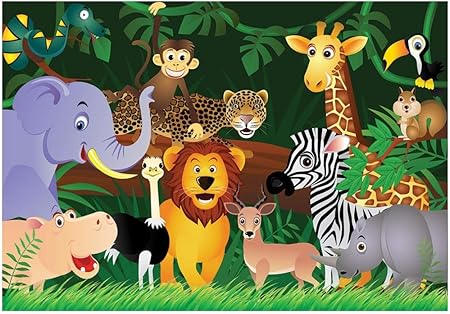 Papier Peint Photo Animaux Jungle Decoration Murale Papier Poster Geant Enfants Chambre D Enfant Amazon Fr Cuisine Maison