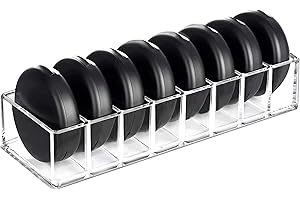 HBlife Clear Acrylic Makeup Compact Organizer, 8 Spaces Vanity Organizer Stand Eyeshadow Pallet Storage for Lipstick Bronzer Powder Highlighter, Skincare Cosmetic Display Cases for Bathroom