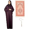 Prien Women Prayer Dress With Hijab Rug Tasbih Muslim Set Islamic Clothes Abaya Jilbab Dubai Kaftan For Eid Ramadan