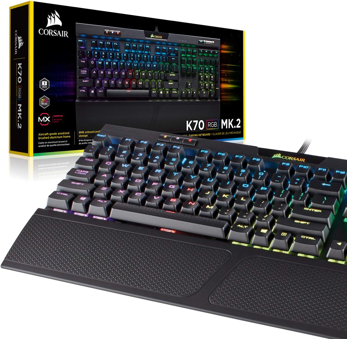Corsair K70 RGB MK.2 Rapidfire Mechanical Gaming Keyboard - USB Passthrough & Media Controls - Fastest & Linear - Cherry MX Speed - RGB LED Backlit: Computers & Accessories