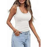 Tankaneo Womens Summer Ribbed Tank Top Casual Ringer Scoop Neck Sleeveless Knit Fitted Tops Going Out Tee Shirts