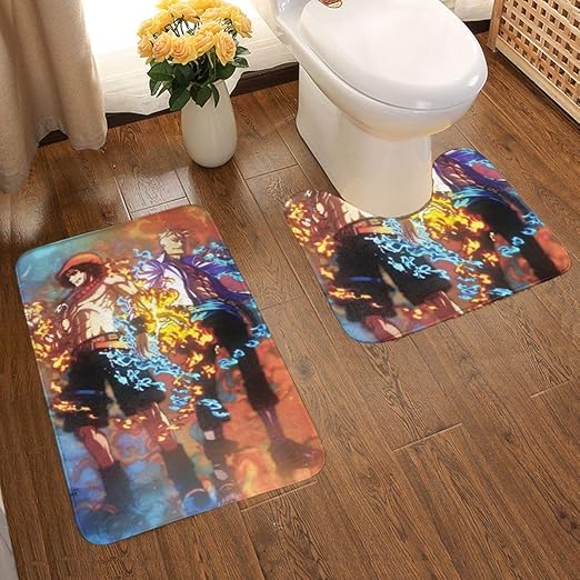 Amazon Com Ultraman Ace Straw Hat One Piece Bathroom Antiskid Pad Soft Printing Polyester Bath Rugs Bathroom Mat Contour Mat 2 Pieces Bathroom Carpet Cover Kitchen Dining