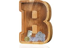 FAO THUOFYR Personalized Large Wooden Kids Letter Piggy Bank - Piggy Bank for Boys-Piggy Bank Girls,Piggy Bank,Piggy Bank for Kids Coin Bank Birthday Gift for Kids,Piggy Banks for Kids Adults Alphabet