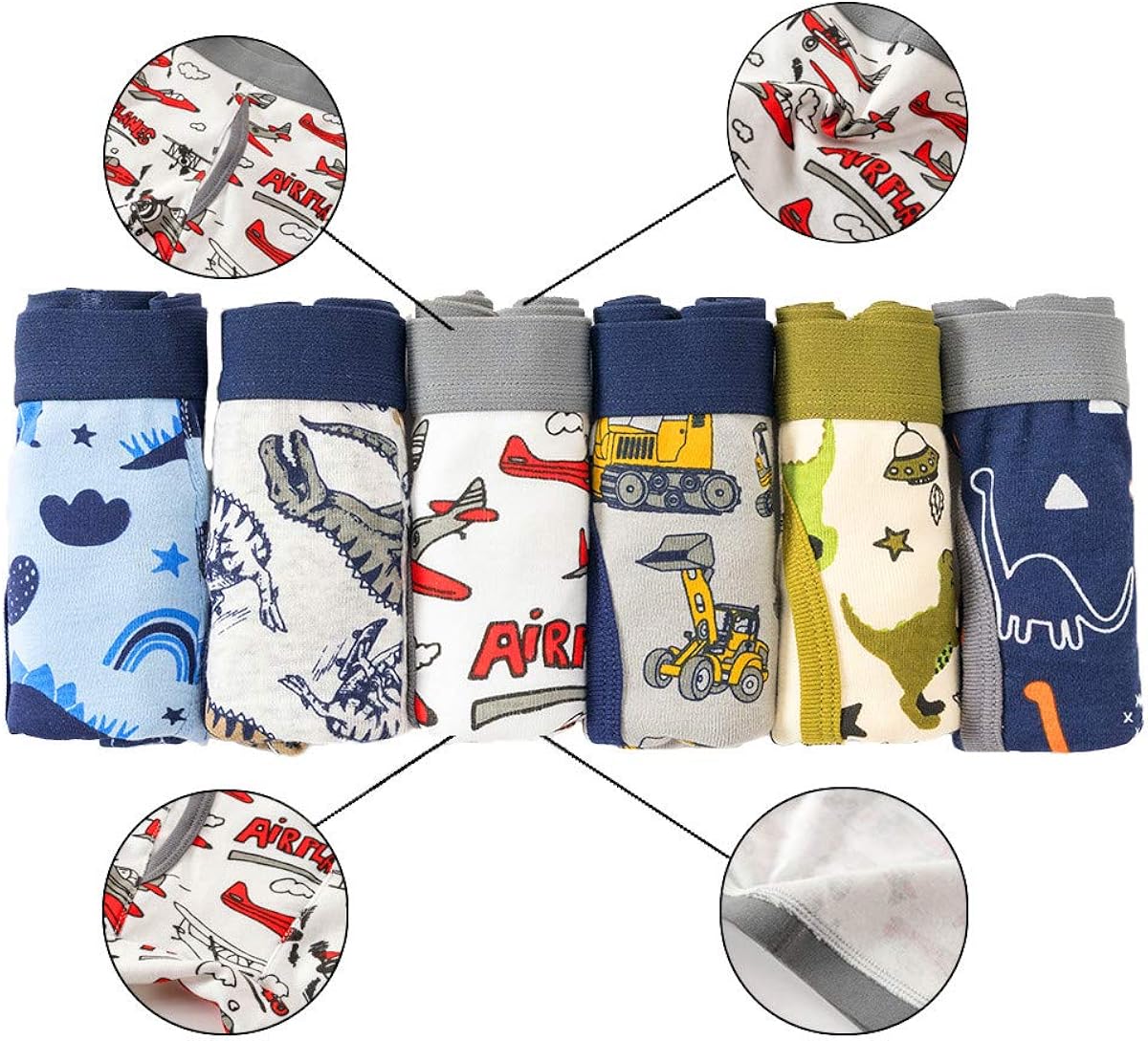 Cczmfeas Boys Toddler Dinosaur Cotton Underwear Boxer Briefs 6 Pack: Clothing