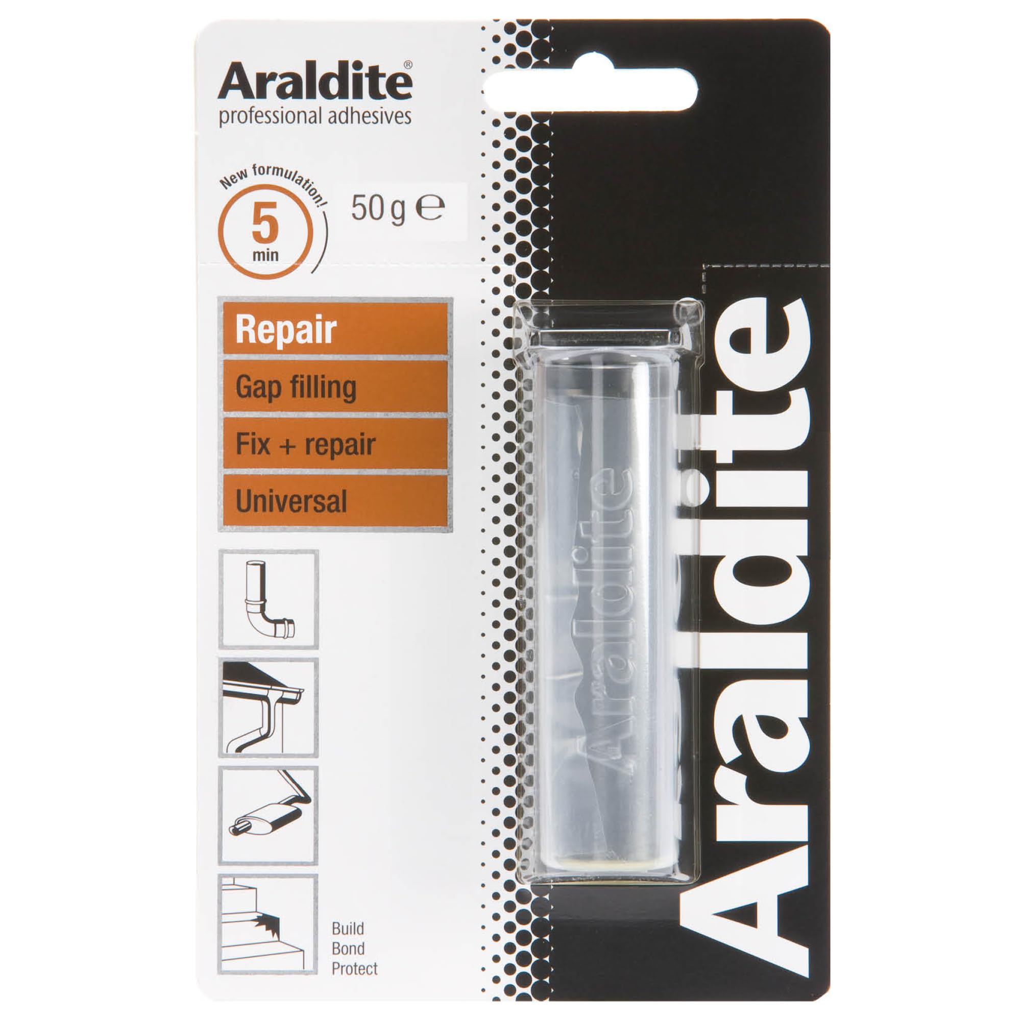 Araldite Repair Putty Extremely Hard Setting Filler Solution with High Temperature Resistance For Durable Bonding & Repairs 50g, Colour May Vary