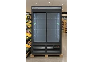 NAFCOOL Commercial Beverage Refrigerator Display Fridge,Two SLIDING Glass Door Drink Cooler with LED Light Adjustable Shelves,ETL Sanitation,43 Cu Ft,47" Wide,Wheels Included
