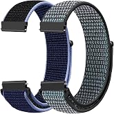 FTYQUEE 2 Pack Nylon Watch Bands Compatible with 16mm 18mm 19mm 20mm 22mm Watch Bands Quick Release Replacement Wristband, Adjustable Stretchy Straps Fabric Bands for Men Women