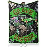 Sunny Side Up Monster Jam Plush Throw Blanket - Measures 46 x 60 Inches - Super Soft & Cozy Fleece Kids Bedding Features Grave Digger