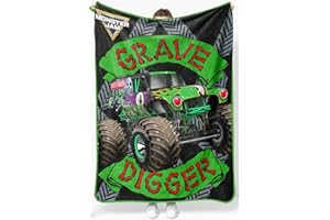 Sunny Side Up Monster Jam Plush Throw Blanket - Measures 46 x 60 Inches - Super Soft & Cozy Fleece Kids Bedding Features Grave Digger