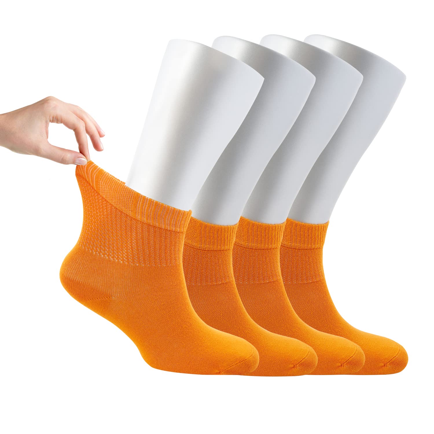 Cosyfeel® Women Loose Diabetic Socks | 4-Pack Neuropathy Ankle Socks for Ladies | Super Soft Eco-Friendly Bamboo Material | Durable with Seamless Toe | Multicolour Patterns | 4 Seasons