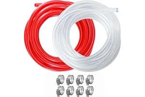 Hilangsan Kegerator Beer Line Tubing 15ft 3/16 Beer Line + 15ft CO2 Gas Line, Keg Line CO2 Hose for Home Brew, Kegerator Lines CO2 Tubing with Hose Clamps