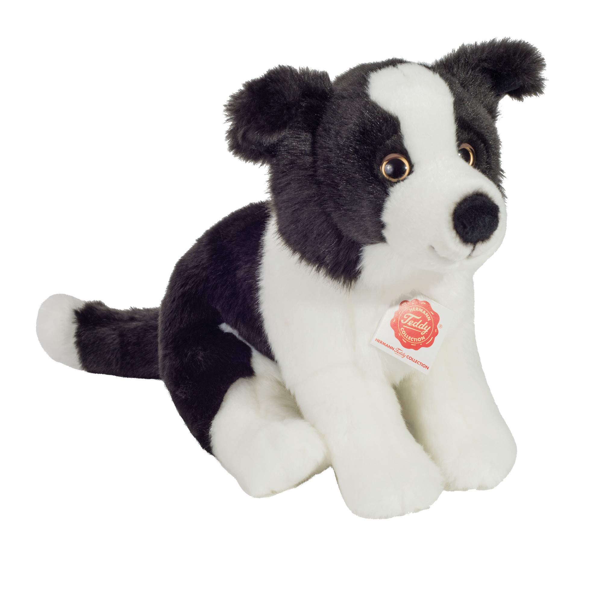 Teddy Hermann 91959 Dog Border Collie Puppy sitting 25 cm, cuddly toy with 75% recycled filling material