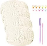 Renyiz Chunky Yarn Cotton Nylon 50g Crochet Kit for Beginners White
