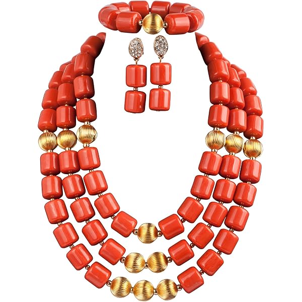 Stunning 3-Row Natural South Sea Irregular Red Coral Bead Necklace, 18-20 Inch