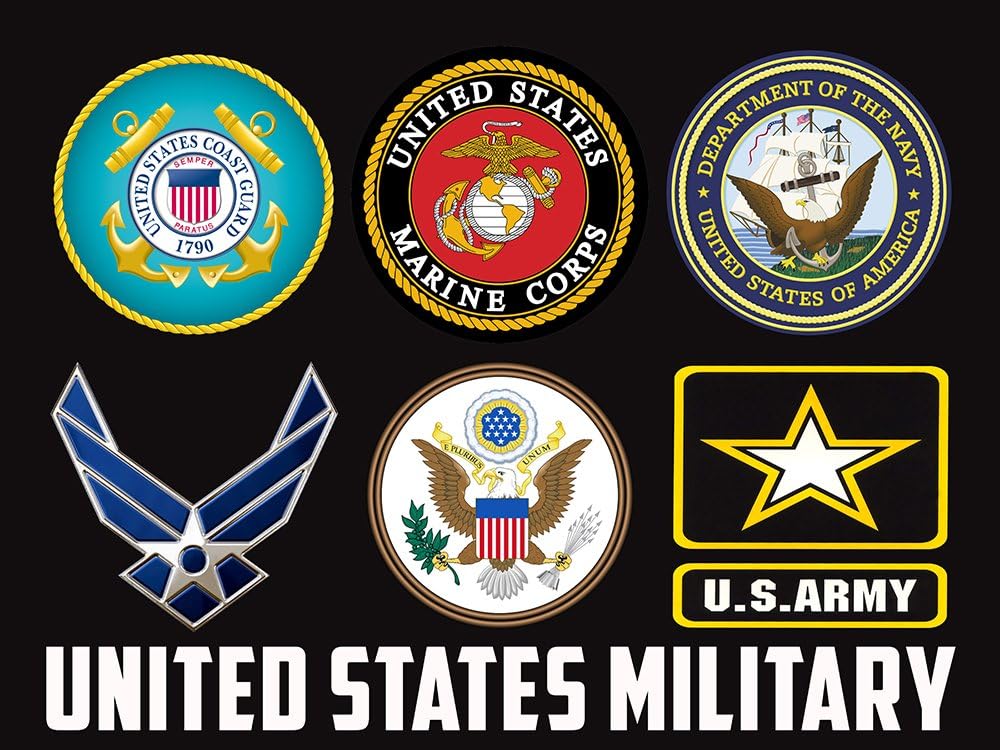 US Military Branches Poster US Military Military Poster Army Navy Air Force Marines Coast Guard 18X24 (MILITARY3)