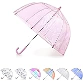 totes Kids Clear Lightweight Dome Canopy Bubble Umbrella with Wind and Rain Protection
