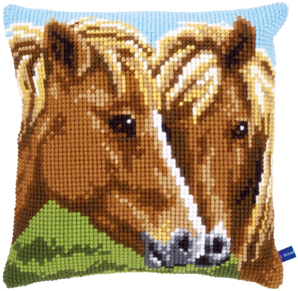 Vervaco Horses Cross Stitch Cushion, Multi-Colour
