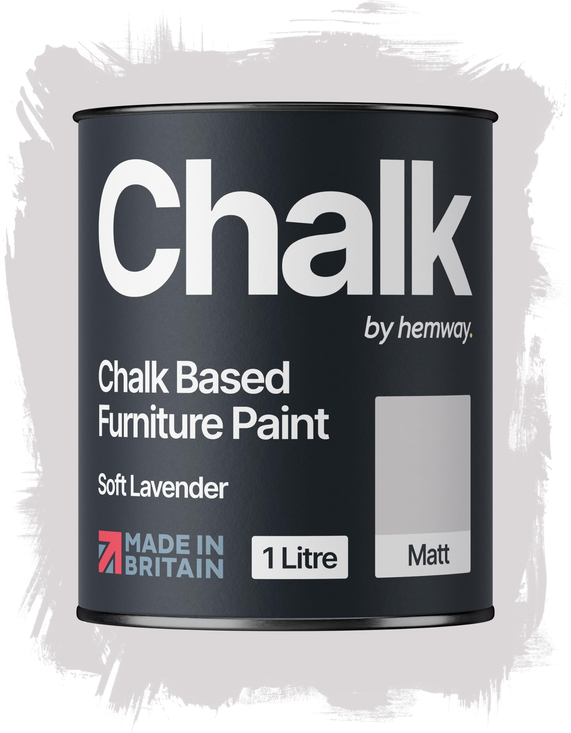 Hemway Chalk Based Furniture Paint, Soft Lavender Purple 1L, Matt Finish Shabby Chic, Chalk Paint Furniture & Walls, Quick Dry & 1 Coat