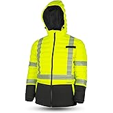 Pioneer Hi Vis Seamless Puffer Jacket for Men - High Visibility Waterproof Winter Parka - ANSI Class 3