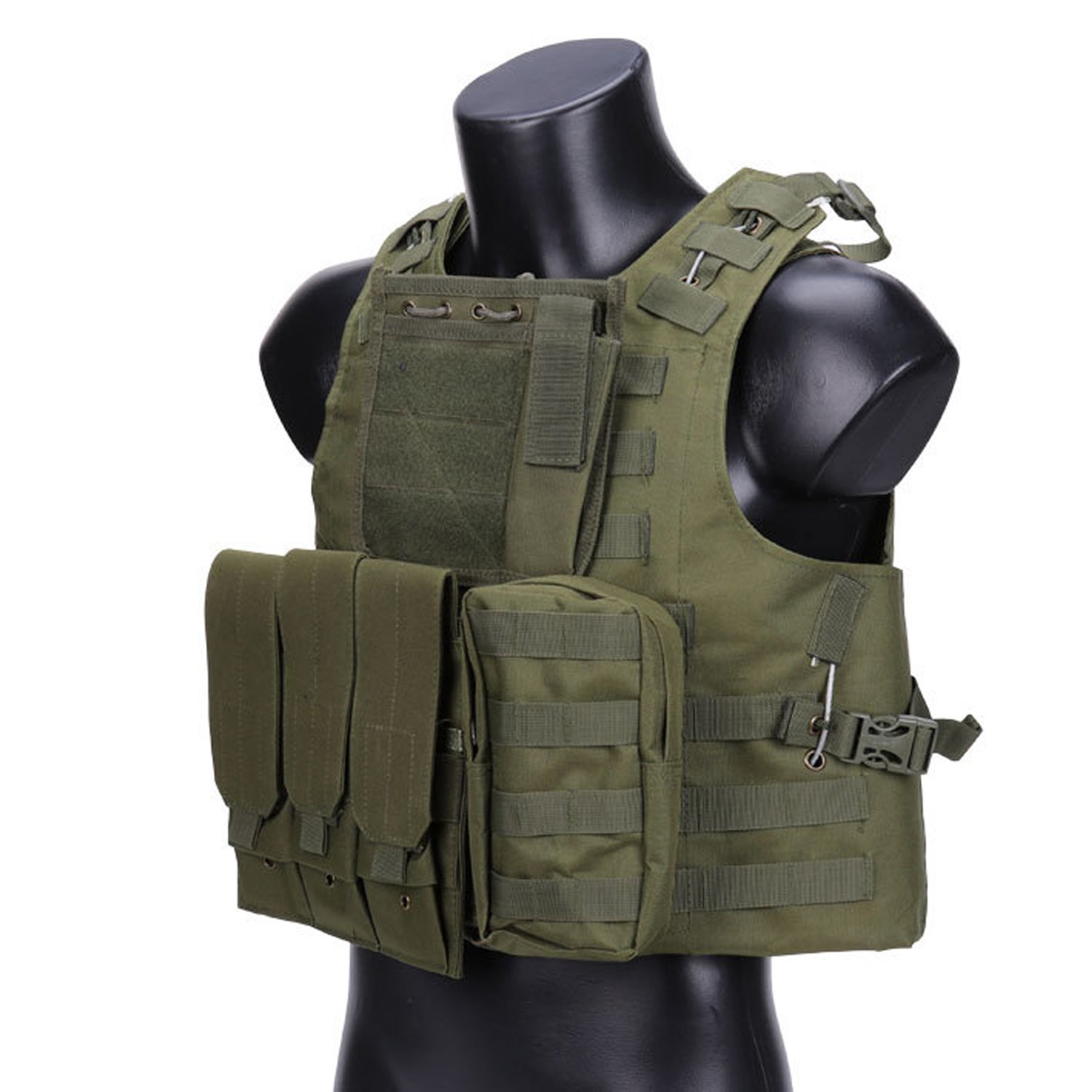 QMFIVE MOLLE RRV Assault Combat Vest with pouch/Traning Protective Security Vest for Tactical Hunting Airsoft Outdoor (OD)