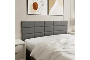 Bantie Upholstered Wall Mounted Headboard Peel and Stick Headboard for Queen Size Bed Floating Dorm Bedroom Tall Headboard Soundproof Wall Panels (6 PCS,Dark Grey,7.8""x15.7""/pcs), Twin