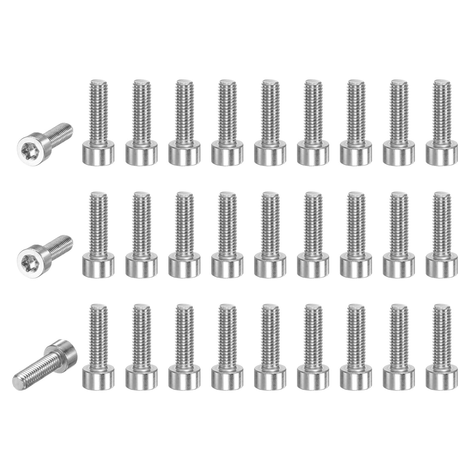M METERXITY 30-Pack Torx Bolt Spline Screw T25 M5x16mm 0.8mm Pitch Cylindrical Head Plum Screws 304 Stainless Steel for String Trimmer Chainsaw/Light Bar Part Replacement [Silver]