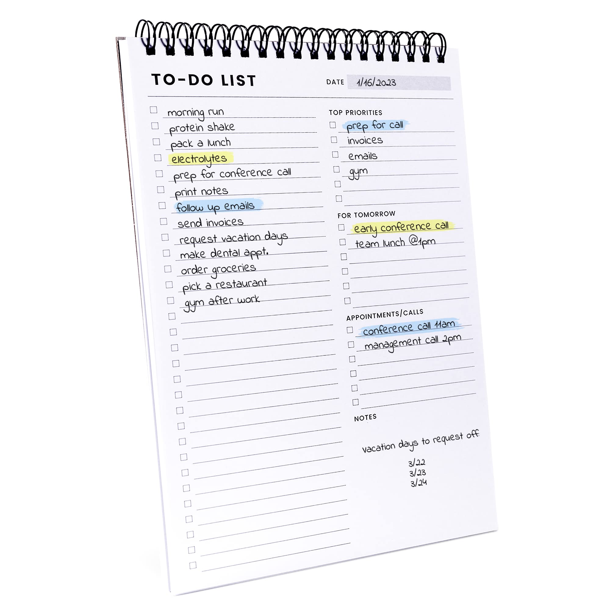 Photo 1 of Of a Happy Kind To Do List Notepad: With Multiple Functional Sections - 6.5 x 9.8 60 Sheets - Spiral Daily Planner Notebook - Task CheckList Organizer Agenda Pad for Work - Note and Todo Organization