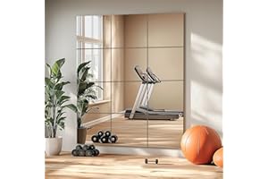 VASUHOME Home Gym Mirrors 12 Inch x 12PCS, HD Glass Wall Mounted Mirror Tiles for Gym, Bedroom, Living Room, Door, Closet