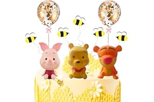 MEMOVAN Winnie The Pooh Cake Topper, Pooh Bear Cake Topper Cupcake Topper, Winnie Characters Toys Mini Figurines Collection Playset, Pooh Cake Decoration for Kids Birthday Baby Shower Party Supplies