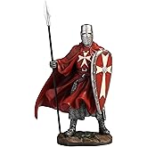 Veronese Design 7 3/4 Inch Maltese Knights Hosipitaller Templar Spear and Shield Hand Painted Polystone Home Decor Statue Collectibles