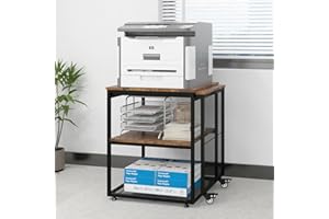 Natwind 24''x20''x29'' Large Printer Stand with Storage Shelves,Extendable Home Craft Table,Home Office Organization Desk, Versatile Table for Home Office, Kitchen, Study Room, Living Room (Retro)