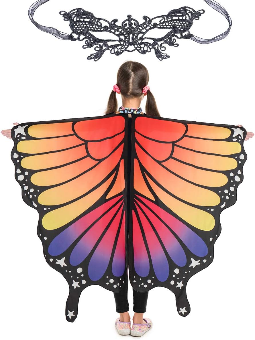 MAGIFIRE Butterfly Wings for Girls, Halloween Costume, Fairy Shawl, Ages 3-15