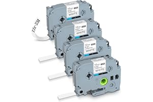 BPXX Tze 231 Tz Tape 12mm 0.47 Laminated White Replacement for Brother Label Maker P-Touch Label Tape Compatible with Brother PT-D210 D220 D200 D400 D410 D610BT D710BT H110 1280 Refills, 4 Pack