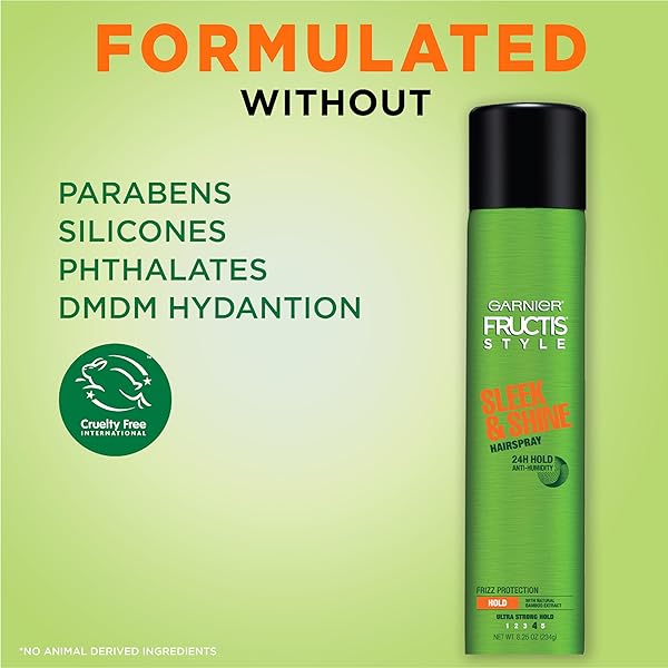 GARNIER FRUCTIS STYLE SLEEK AND SHINE ANTI-HUMIDITY HAIRSPRAY, ULTRA STRONG HOLD, FRIZZ PROTECTION 8.25 OZ, 1 COUNT (PACKAGING MAY VARY)