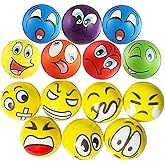 Smile Funny Face Squeeze Stress Balls Fun Stress Relief Toys Therapeutic Educational Balls Bulk 2 Dozen 2.5" Stress Balls (24