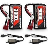 PCEONAMP 7.4V Li-ion Battery 3000mAh 2S with Deans T Plug Rechargeable High Capacity RC Battery Fit for WLtoys 4WD High Speed