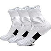 Yoknatt 3 Pack Compression Basketball Socks Performance Cushioned Athletic Crew Sports Running Cycling Sock