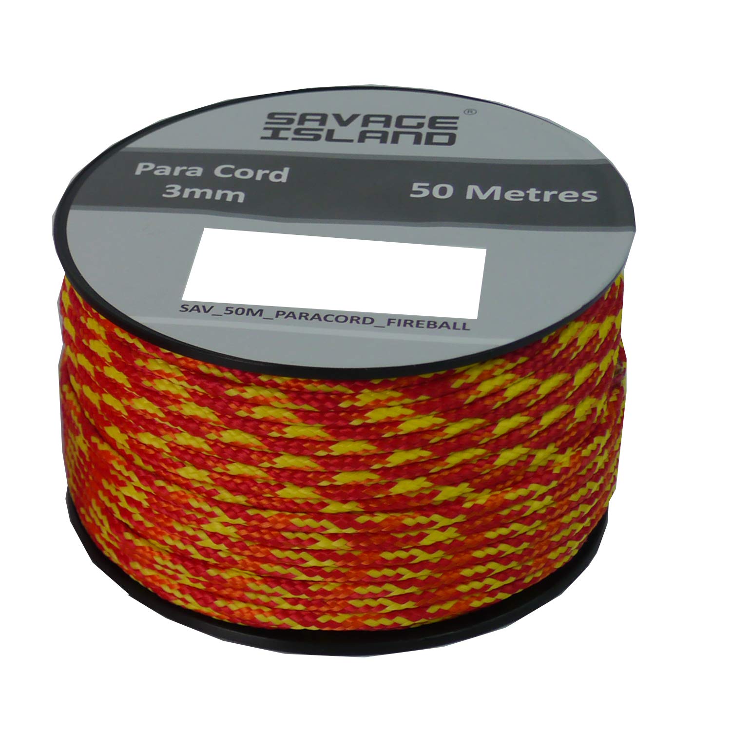 Savage Island 50m Reel Paracord Army Camping for Tent Basha Bivi Shelter Buidling Hammock Gardening Bushcraft (Fireball)